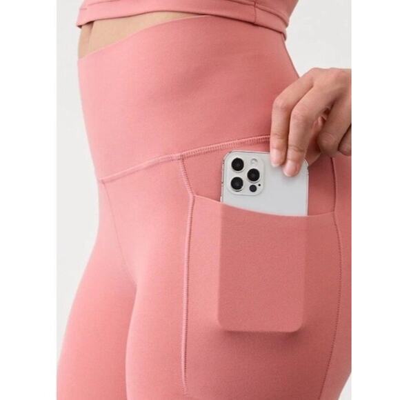 Athleta Interval Stash High Rise 7/8 Legging Women's NWT Size Small Natural Rose - Picture 2 of 3